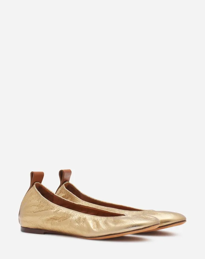Women Lanvin Ballerinas The Ballerina Flat In Metallic Leather Gold Women Lanvin Ballerinas The Ballerina Flat In Metallic Leather Gold