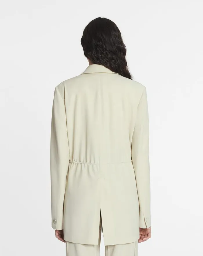 Women Lanvin Coats and Jackets Belted Wool Blend Jacket Mastic Women Lanvin Coats and Jackets Belted Wool Blend Jacket Mastic