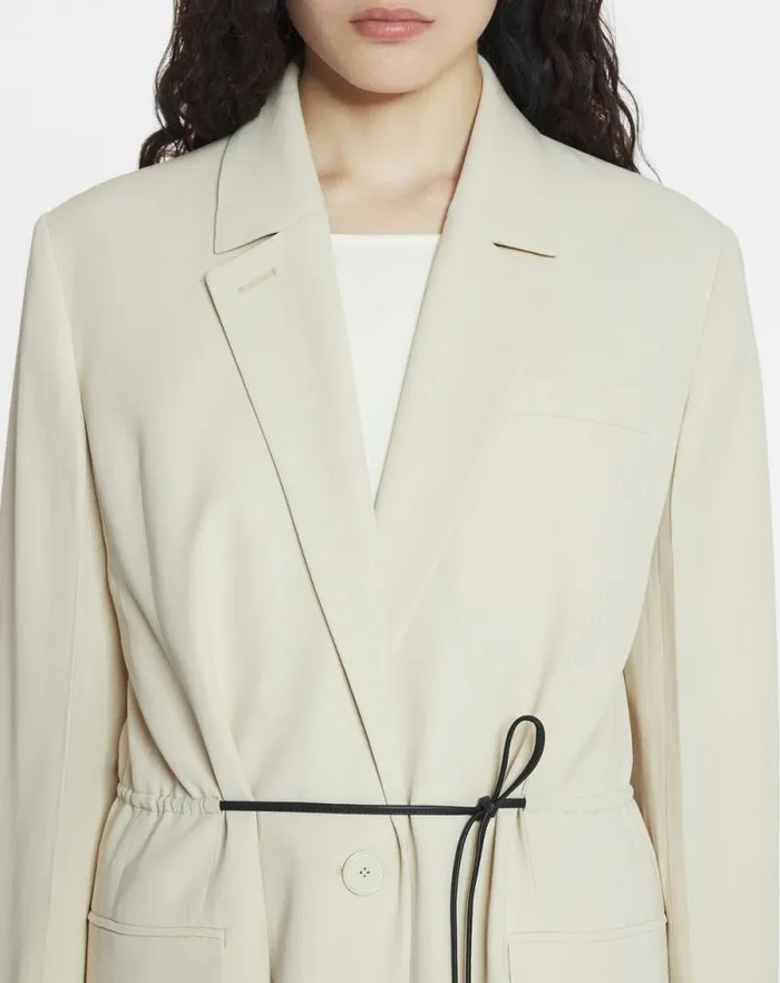 Women Lanvin Coats and Jackets Belted Wool Blend Jacket Mastic Women Lanvin Coats and Jackets Belted Wool Blend Jacket Mastic