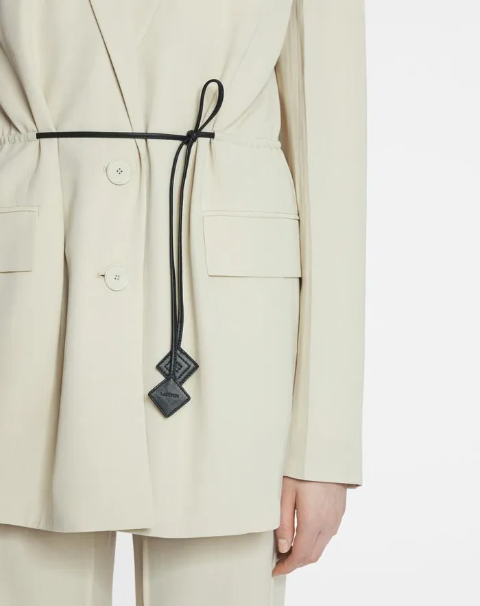 Women Lanvin Coats and Jackets Belted Wool Blend Jacket Mastic Women Lanvin Coats and Jackets Belted Wool Blend Jacket Mastic