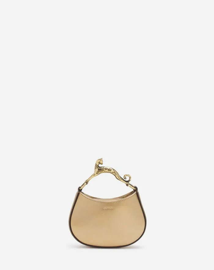 Women Lanvin Crossbody Bags and Shoulder Bags Nano Hobo Cat Bag In Metallic Leather Gold Women Lanvin Crossbody Bags and Shoulder Bags Nano Hobo Cat Bag In Metallic Leather Gold