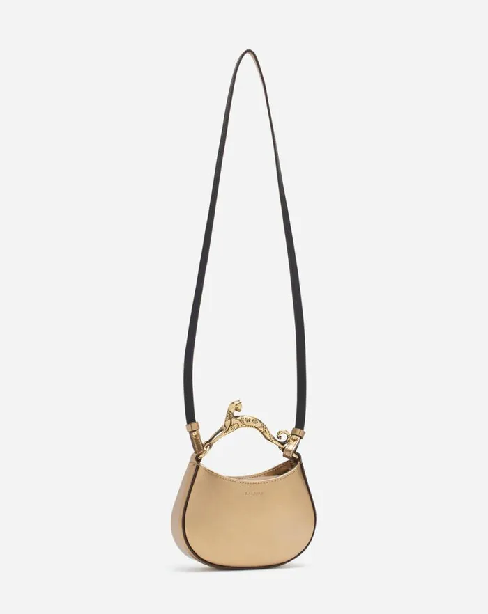 Women Lanvin Crossbody Bags and Shoulder Bags Nano Hobo Cat Bag In Metallic Leather Gold