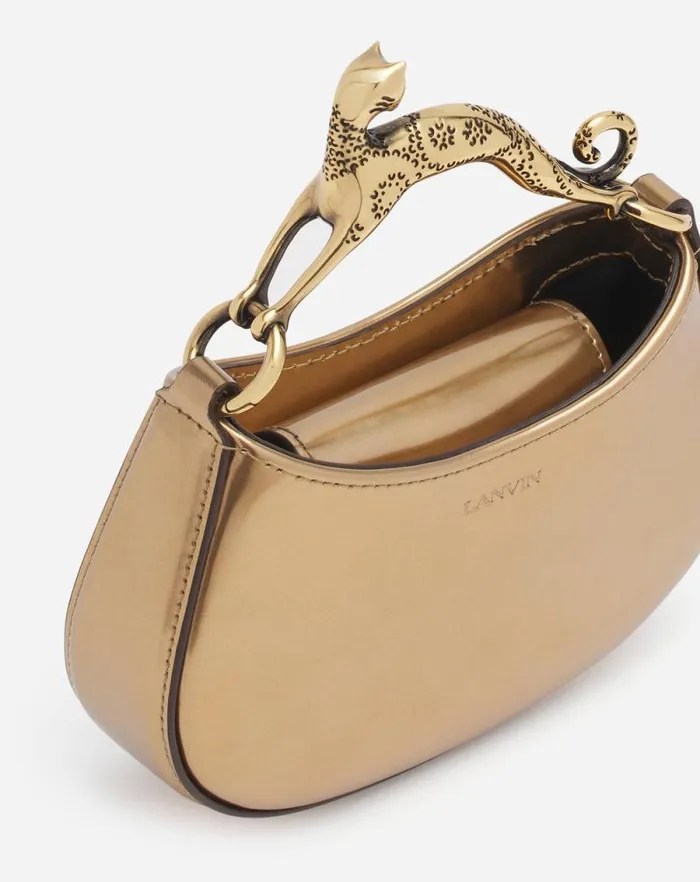 Women Lanvin Crossbody Bags and Shoulder Bags Nano Hobo Cat Bag In Metallic Leather Gold