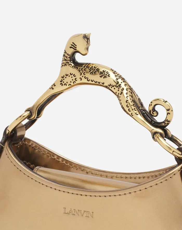 Women Lanvin Crossbody Bags and Shoulder Bags Nano Hobo Cat Bag In Metallic Leather Gold