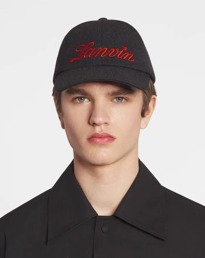 Women Lanvin Hats Lanvin Script Wool Cap Anthracitered Women Lanvin Hats Lanvin Script Wool Cap Anthracitered