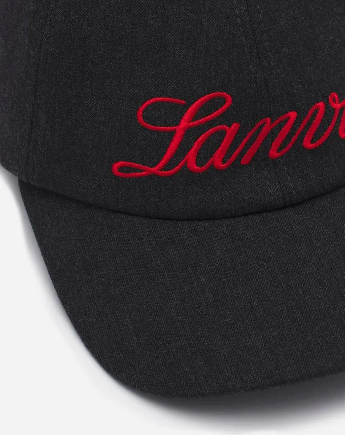 Women Lanvin Hats Lanvin Script Wool Cap Anthracitered Women Lanvin Hats Lanvin Script Wool Cap Anthracitered
