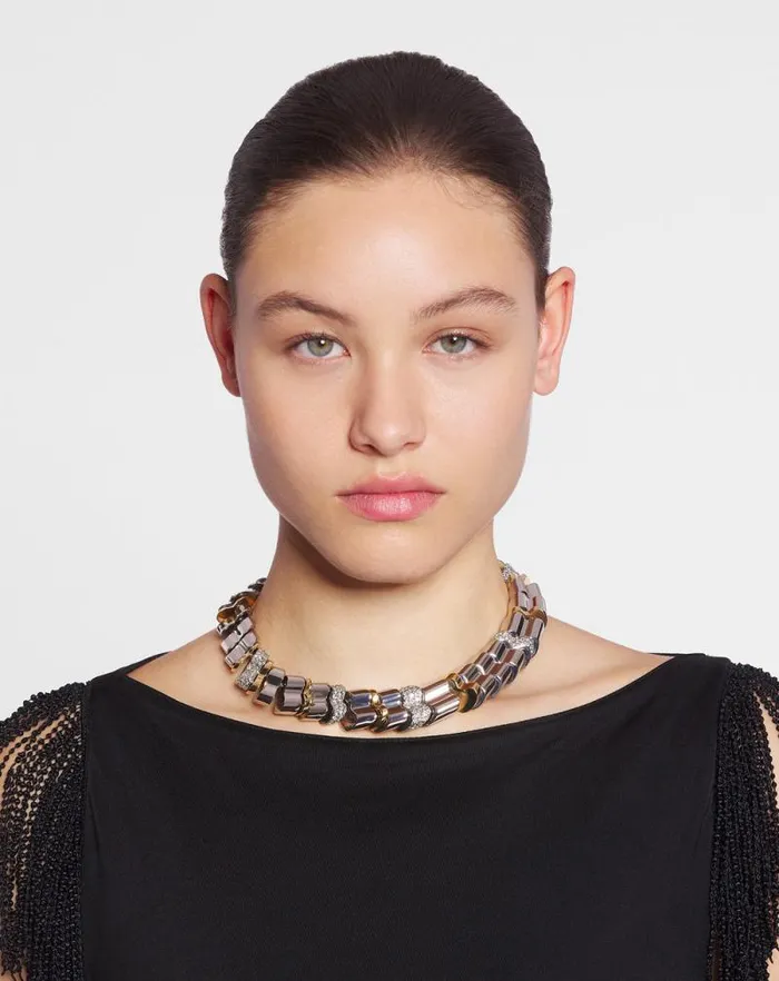 Women Lanvin Jewelry Squence Wave Necklace Silvergold