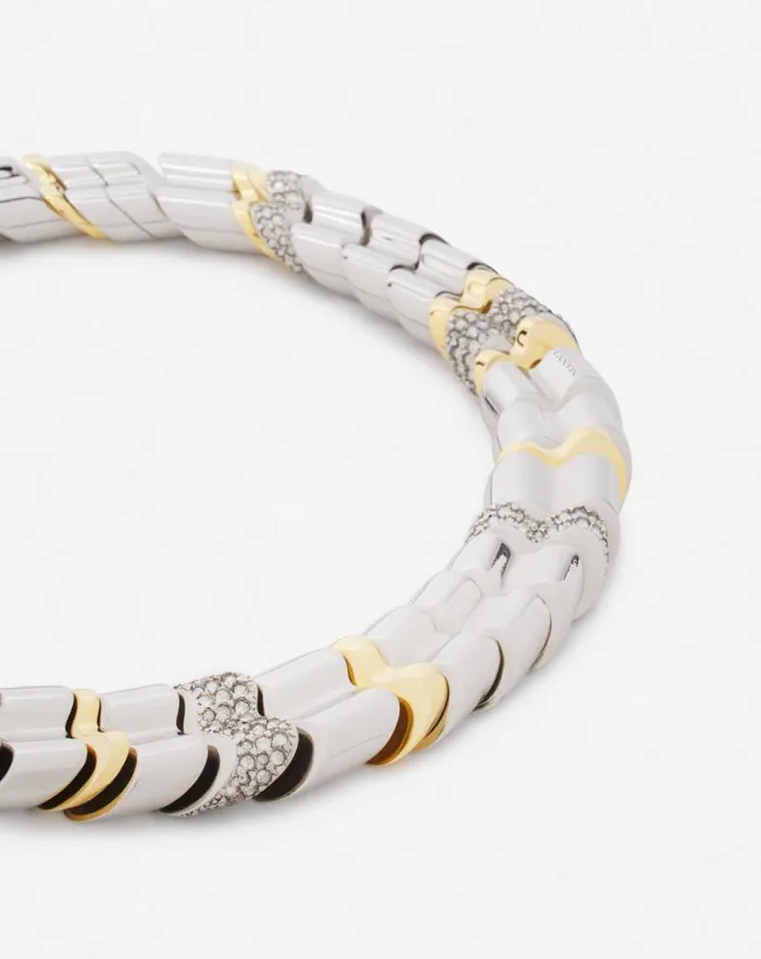 Women Lanvin Jewelry Squence Wave Necklace Silvergold