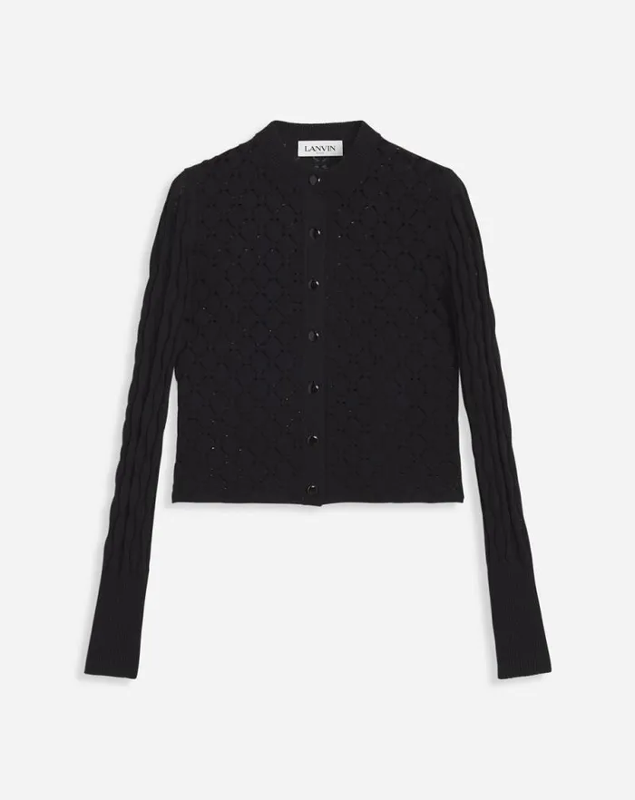 Women Lanvin Knitwear Bodycon Cardigan With Round Neck Black