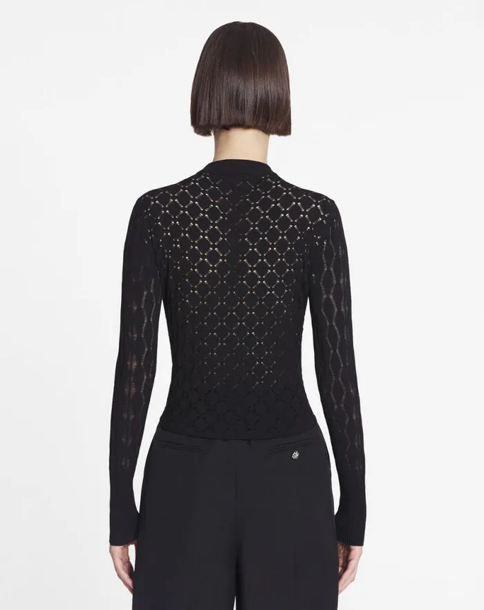 Women Lanvin Knitwear Bodycon Cardigan With Round Neck Black Women Lanvin Knitwear Bodycon Cardigan With Round Neck Black
