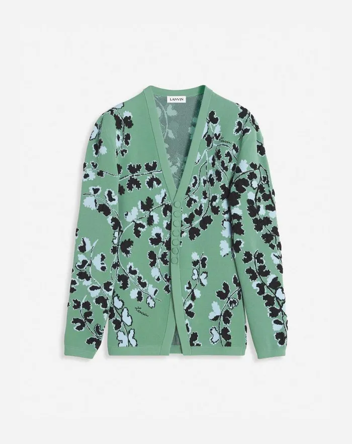 Women Lanvin Knitwear Tailored Jacquard Cardigan Vert De Gris