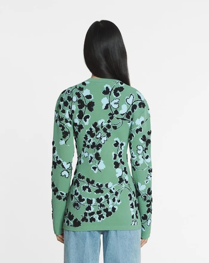 Women Lanvin Knitwear Tailored Jacquard Cardigan Vert De Gris Women Lanvin Knitwear Tailored Jacquard Cardigan Vert De Gris