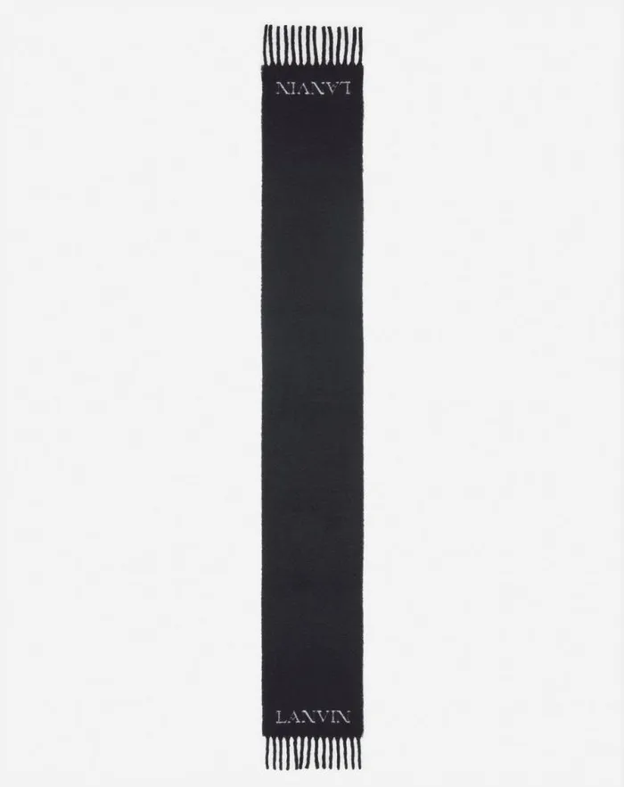 Women Lanvin Silks and Scarves Fringed Scarf In Wool Black