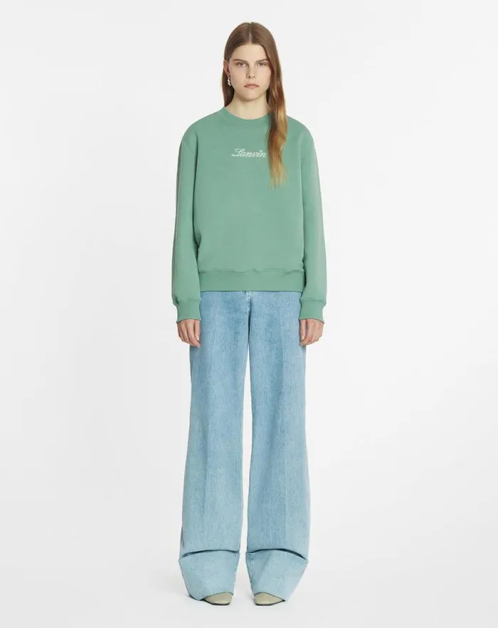 Women Lanvin TShirts and Sweatshirts Lanvin Embroidered Sweatshirt Vert De Gris Women Lanvin TShirts and Sweatshirts Lanvin Embroidered Sweatshirt Vert De Gris