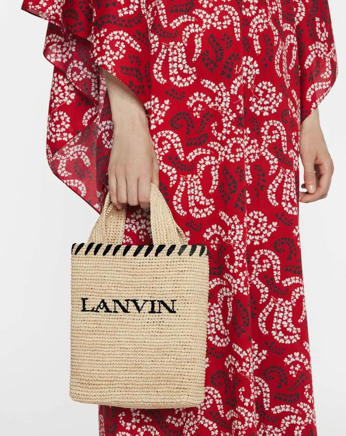 Women Lanvin Tote Bags and Top Handle Bags Lanvin Nano Raffia Tote Bag Naturalblack Women Lanvin Tote Bags and Top Handle Bags Lanvin Nano Raffia Tote Bag Naturalblack