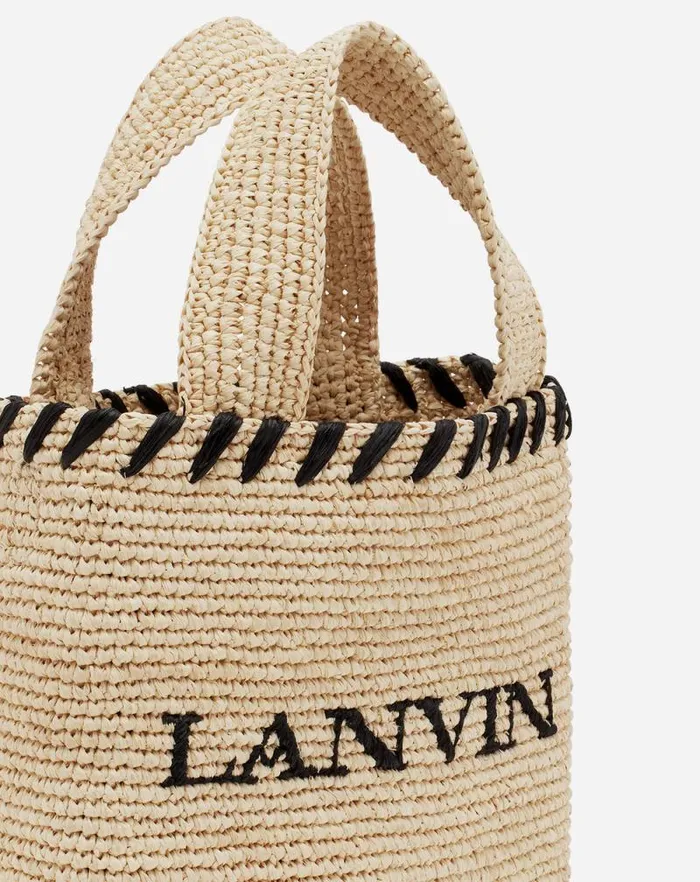 Women Lanvin Tote Bags and Top Handle Bags Lanvin Nano Raffia Tote Bag Naturalblack Women Lanvin Tote Bags and Top Handle Bags Lanvin Nano Raffia Tote Bag Naturalblack