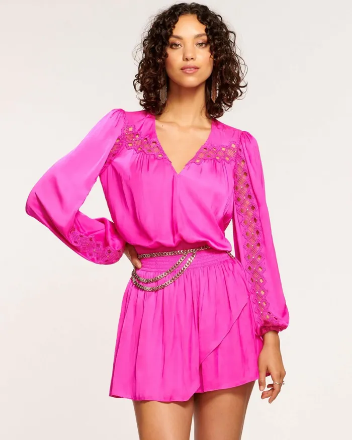 Women Lilly Smocked Mini Dress Electric Pink Ramy Brook Dresses