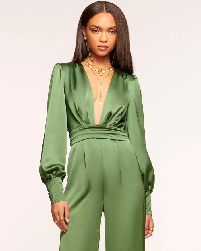 Women Madelane Plunging Jumpsuit Spruce Ramy Brook Dresses