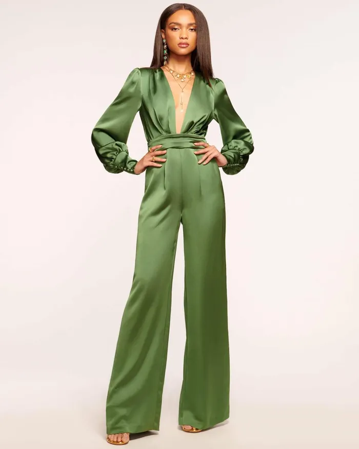Women Madelane Plunging Jumpsuit Spruce Ramy Brook Dresses Women Madelane Plunging Jumpsuit Spruce Ramy Brook Dresses