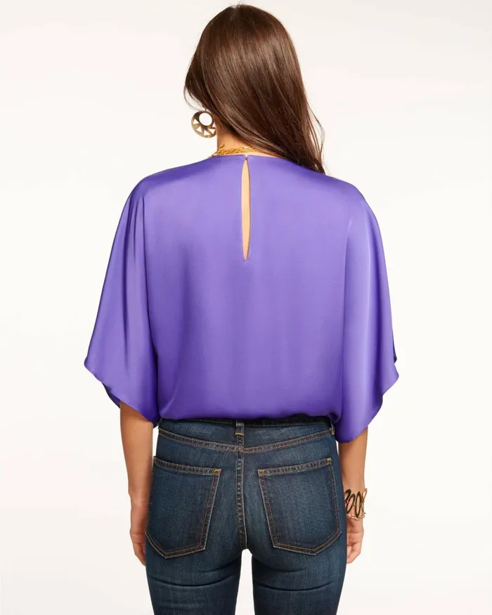 Women Mckinley VNeck Bodysuit Bright Amethyst Ramy Brook Tops