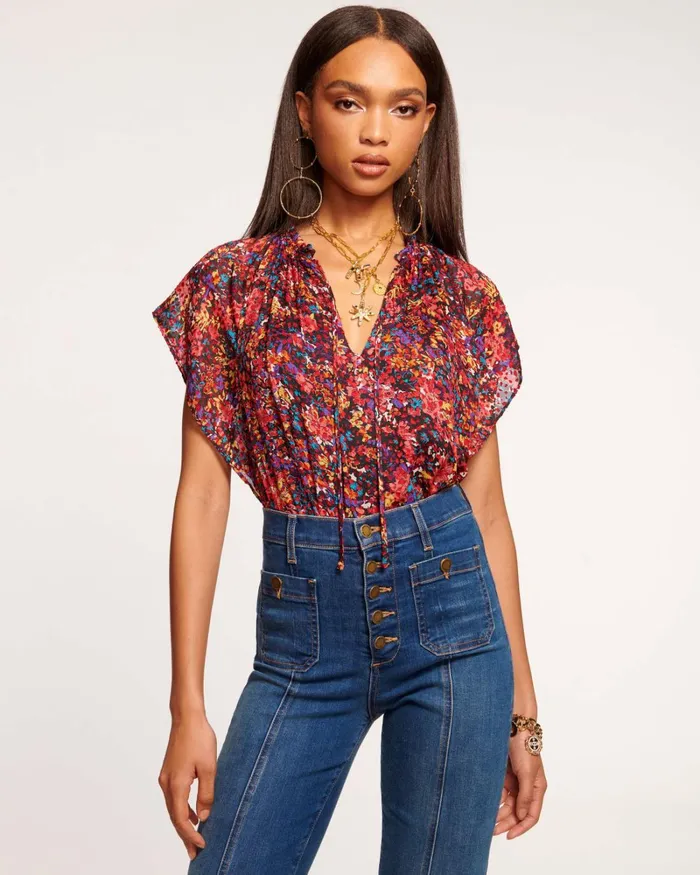 Women Melissa Short Sleeve Top French Floral Ramy Brook Tops