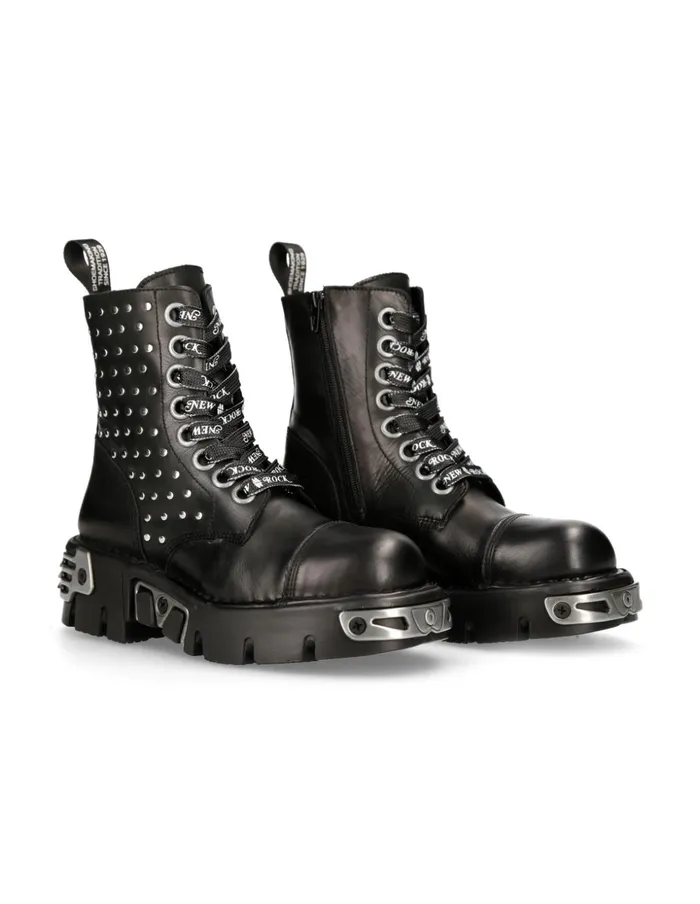 WomenMen Ankle Boot Black Reactor With Laces MMili247C1 New Rock Boots