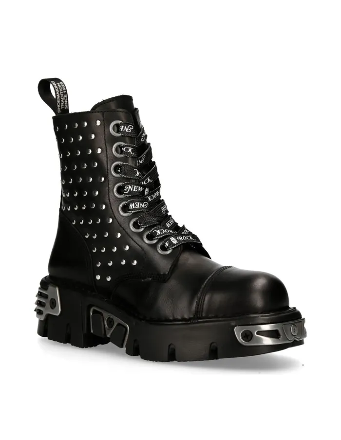 WomenMen Ankle Boot Black Reactor With Laces MMili247C1 New Rock Boots
