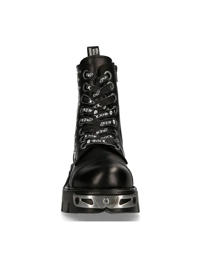 WomenMen Ankle Boot Black Reactor With Laces MMili247C1 New Rock Boots