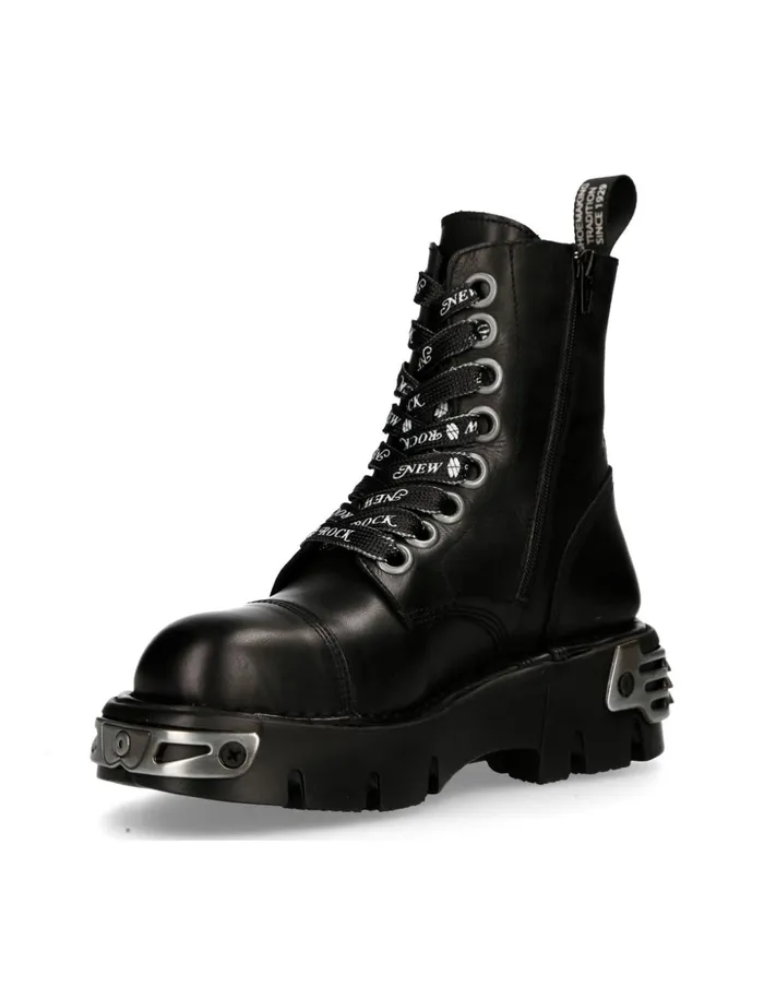 WomenMen Ankle Boot Black Reactor With Laces MMili247C1 New Rock Boots