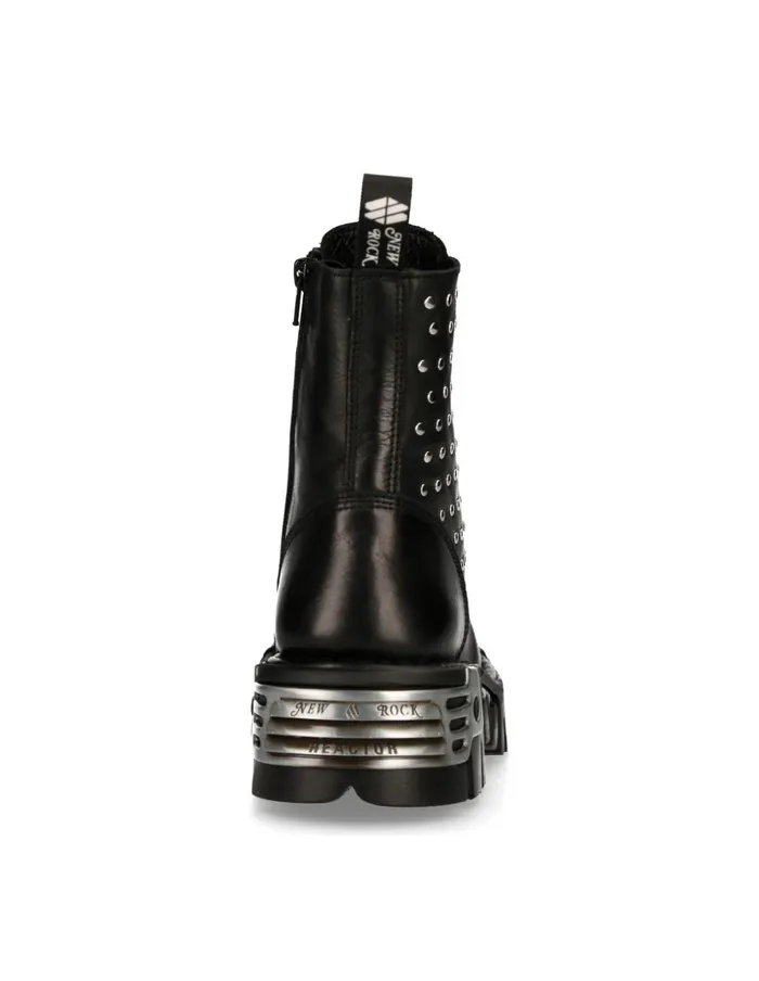 WomenMen Ankle Boot Black Reactor With Laces MMili247C1 New Rock Boots