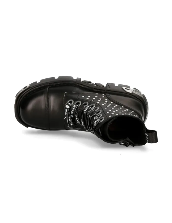 WomenMen Ankle Boot Black Reactor With Laces MMili247C1 New Rock Boots