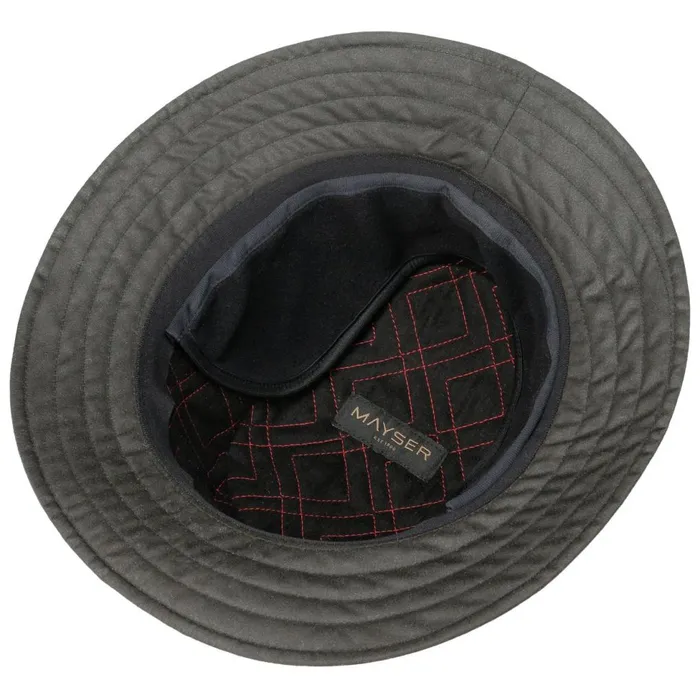 WomenMen Bucket Hats Mayser Kilian Waxed Cotton Bucket Fabric Hat Schwarz