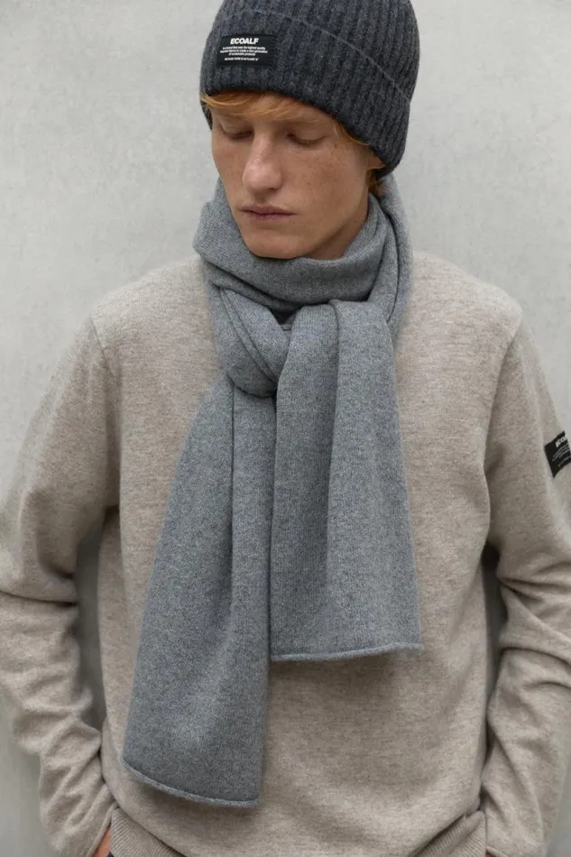WomenMen Grey Wool Scarf Ecoalf Hats And Scarves