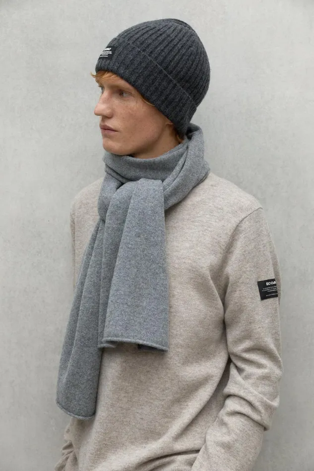 WomenMen Grey Wool Scarf Ecoalf Hats And Scarves