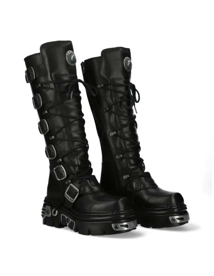 WomenMen High Boot Black Reactor M272S1 New Rock High Boots