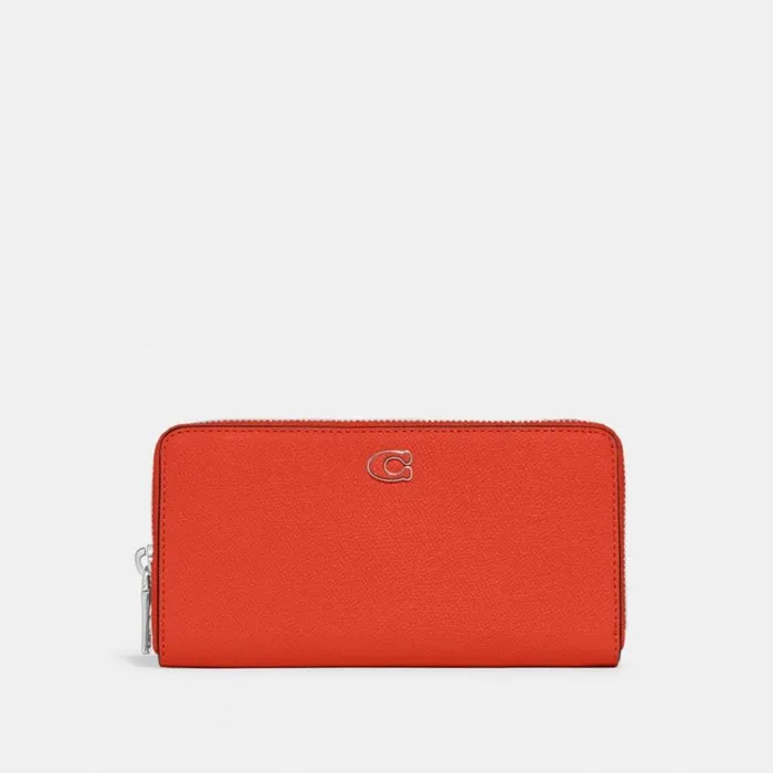 WomenMen Large Wallets Coach Accordion Wallet With Signature Canvas Interior Sun Orange WomenMen Large Wallets Coach Accordion Wallet With Signature Canvas Interior Sun Orange