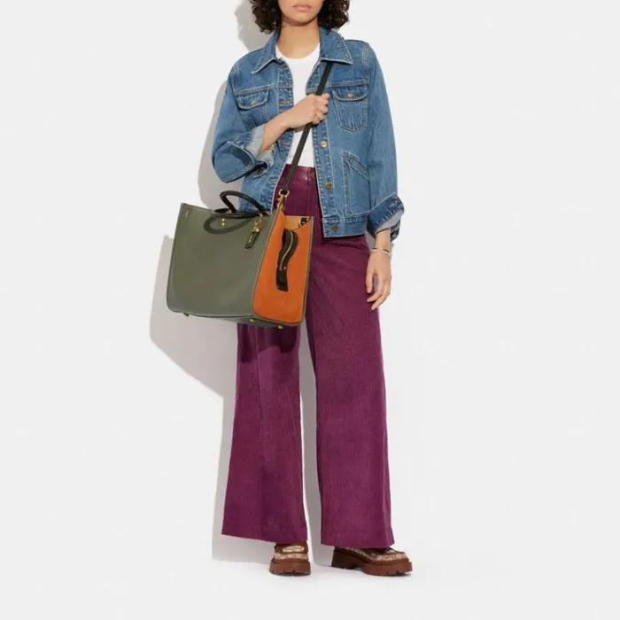 WomenMen Satchels and Top Handles Coach Rogue 39 In Colorblock Brassarmy Green Multi WomenMen Satchels and Top Handles Coach Rogue 39 In Colorblock Brassarmy Green Multi