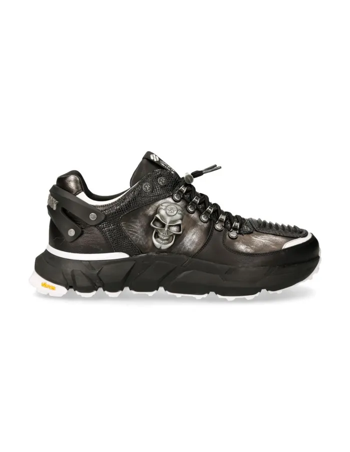 WomenMen Shoe Black Spider With Laces MChrono005S5 New Rock Sneakers WomenMen Shoe Black Spider With Laces MChrono005S5 New Rock Sneakers