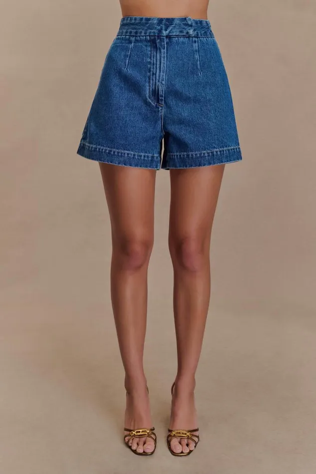 Women Meshki Bottoms Abel Denim Shorts 8211 Dark Blue