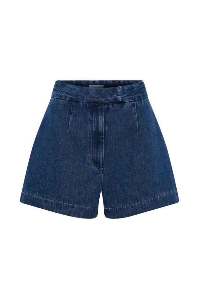 Women Meshki Bottoms Abel Denim Shorts 8211 Dark Blue