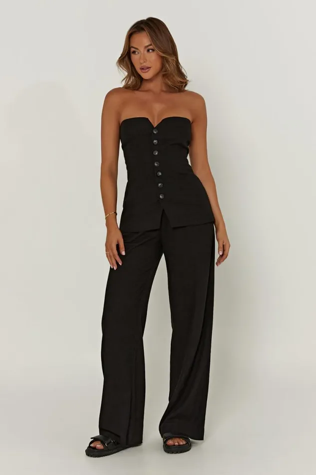 Women Meshki Bottoms Adina Linen Pant 8211 Black