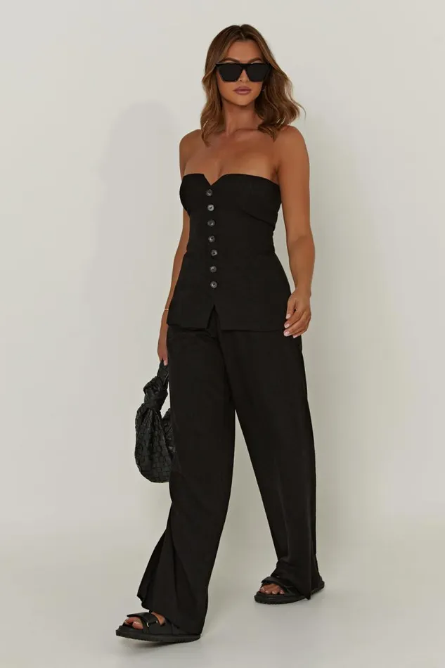 Women Meshki Bottoms Adina Linen Pant 8211 Black