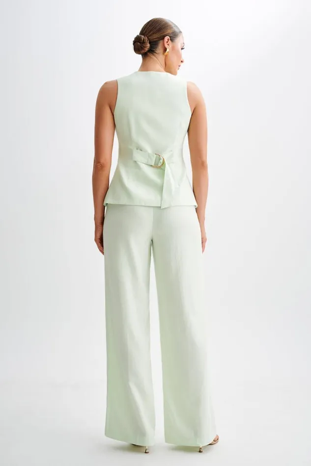 Women Meshki Bottoms Adrina Straight Leg Linen Pant 8211 Mint