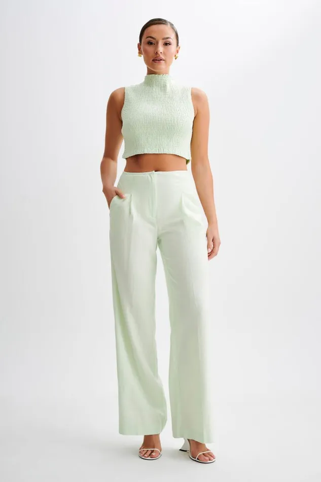 Women Meshki Bottoms Adrina Straight Leg Linen Pant 8211 Mint