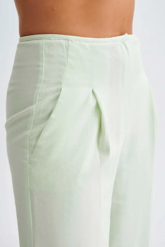 Women Meshki Bottoms Adrina Straight Leg Linen Pant 8211 Mint