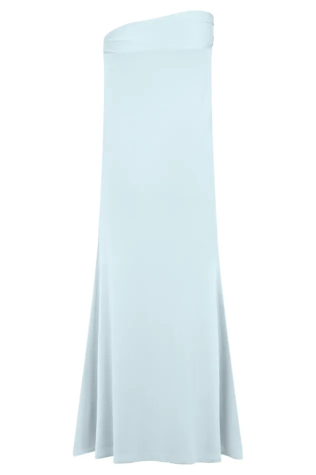Women Meshki Bottoms Ainsley Asymmetrical Maxi Skirt With Floral Hardware 8211 Pale Blue