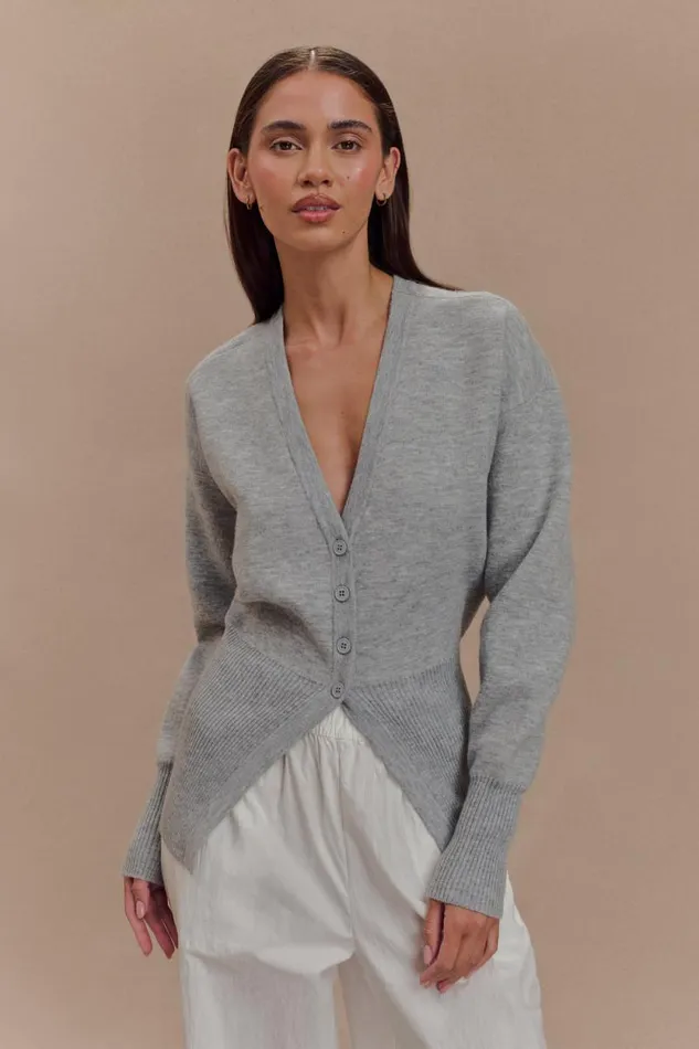Women Meshki Bottoms Alexia Buttoned Oversized Cardigan 8211 Grey Marle