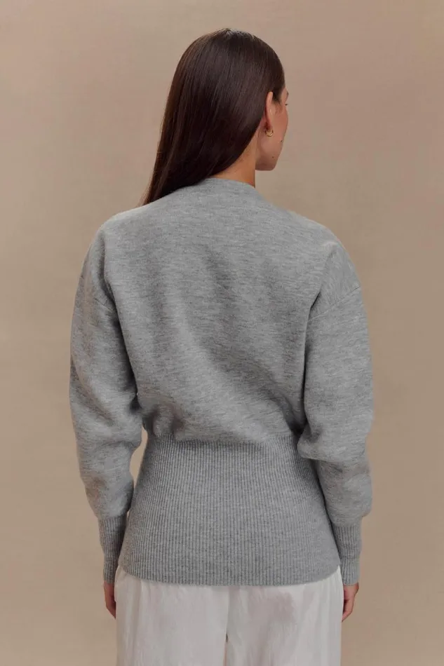 Women Meshki Bottoms Alexia Buttoned Oversized Cardigan 8211 Grey Marle