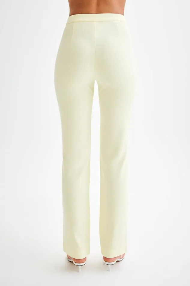 Women Meshki Bottoms Allanah Suiting Straight Leg Pant 8211 Pastel Lemon