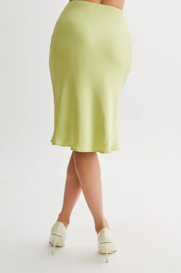 Women Meshki Bottoms Allegra Satin Knee Length Skirt 8211 Apple